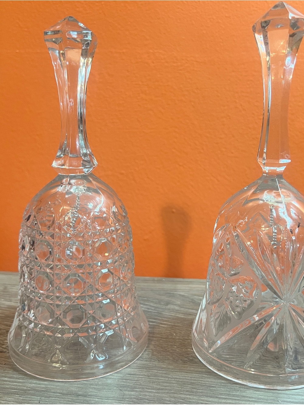 Clear Cut-Glass Decorative Bells for Home Accents